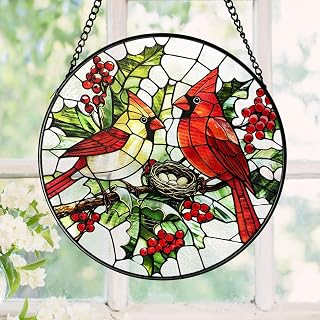 Stained Glass Window Hanging,Decorative Sun Catchers Indoor Window,Suncatchers for Windows Hanging & Stain Glass Window Hanging,Indoor Outdoor Home Decor Gift for Holidays