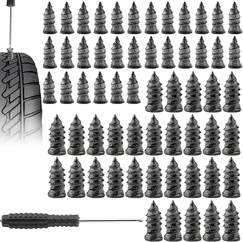 Muomdid 61-Pcs Tire Repair Rubber Nail Kit, Screw-in Plug Set for Vacuum Tubeles