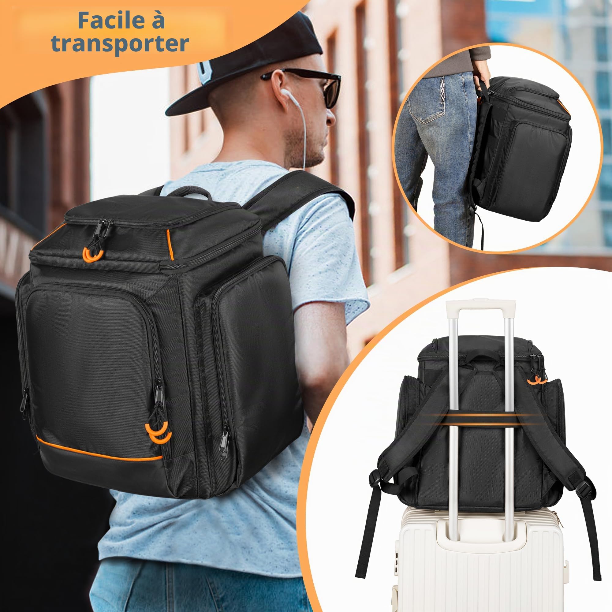 CURMIO Étui de Transport Compatible avec Bose S1 Pro+, Sac à Dos pour Enceinte Bluetooth Portable et Microphone, Chargeur, Câble, Noir