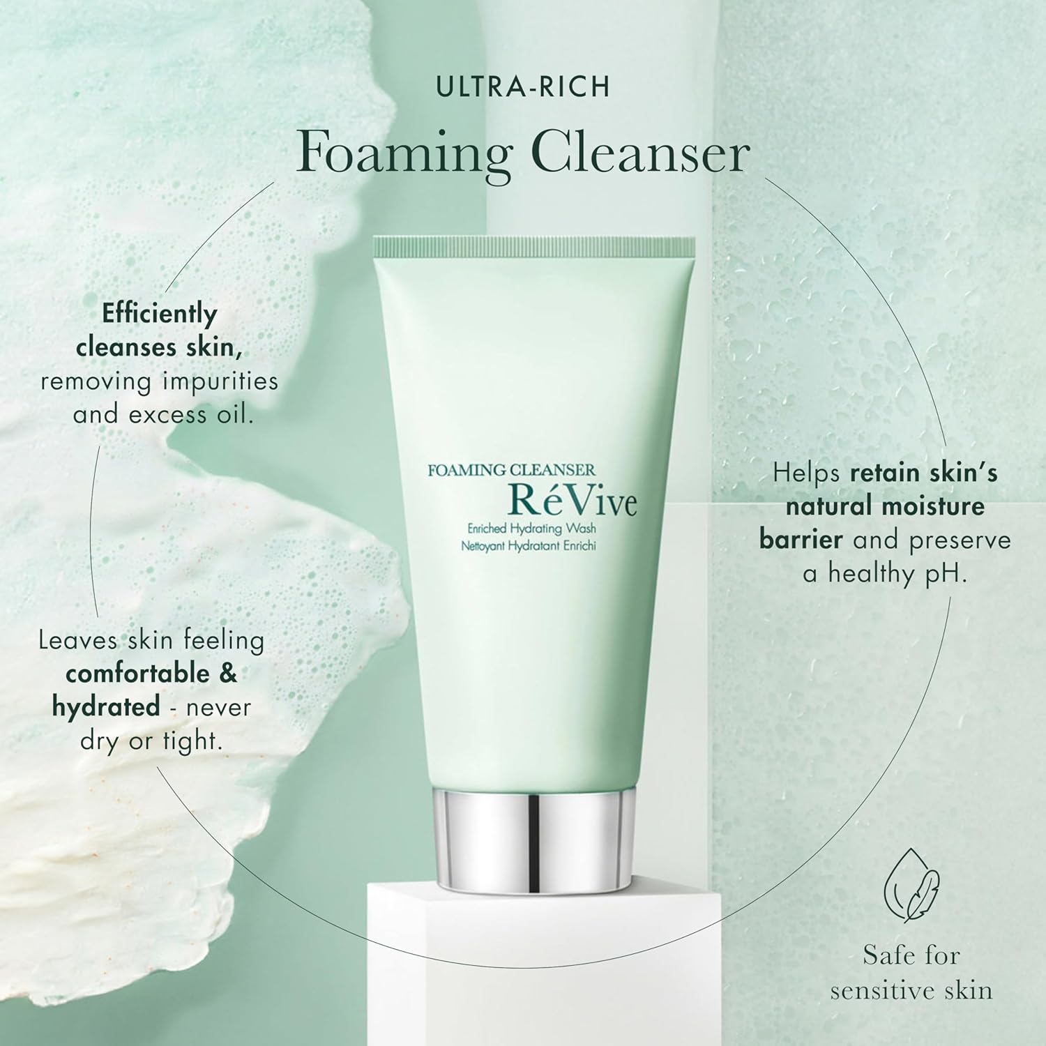 RéVive Foaming Facial Cleanser - Hydrating Face Wash Enriched with Vitamin E for Increased Skin Barrier Protection - Removes Impurities and Excess Oil to Reveal Fresh, Clean Skin (4.2 oz) - Image 3