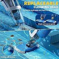 Vista 3 de Aspiradora de piscina inalámbrica con poste telescópico, succión potente de 26.5 galones/min, limpiador de piscina recargable de mano con 1 hora