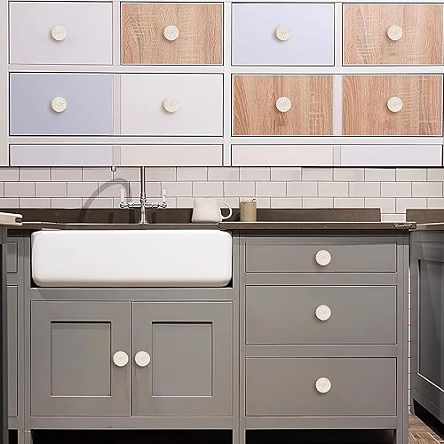 Miniatura 4 de 10 pomos de ratán bohemio para gabinete, tiradores de cajones de madera natural con 10 tornillos para aparador, muebles de cocina, cuarto de bebé