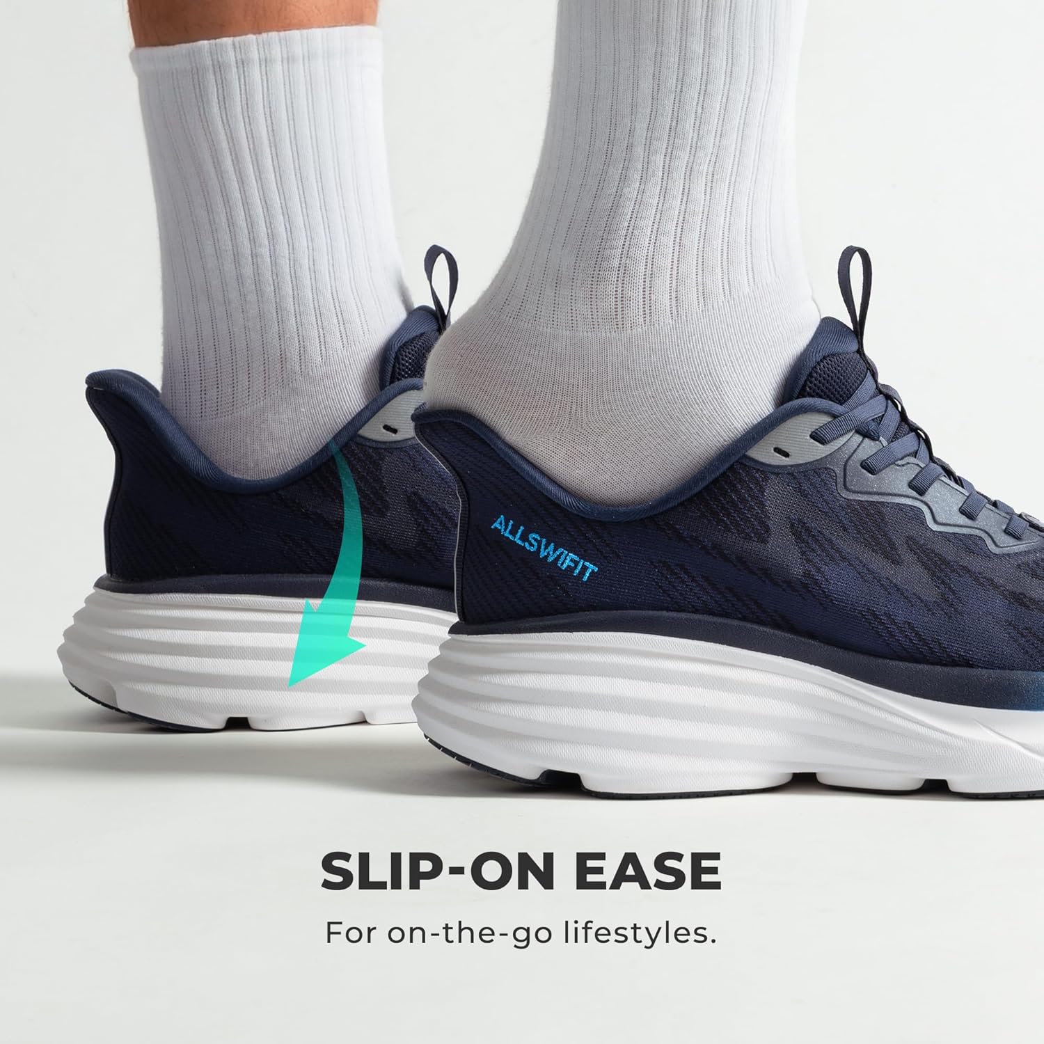 ALLSWIFIT Men's Slip On Walking Shoes Hands-Free Cushion Running Tennis ActiveSolid Non-Slip Comfortable Workout Gym Athletic Fashion Sneakers