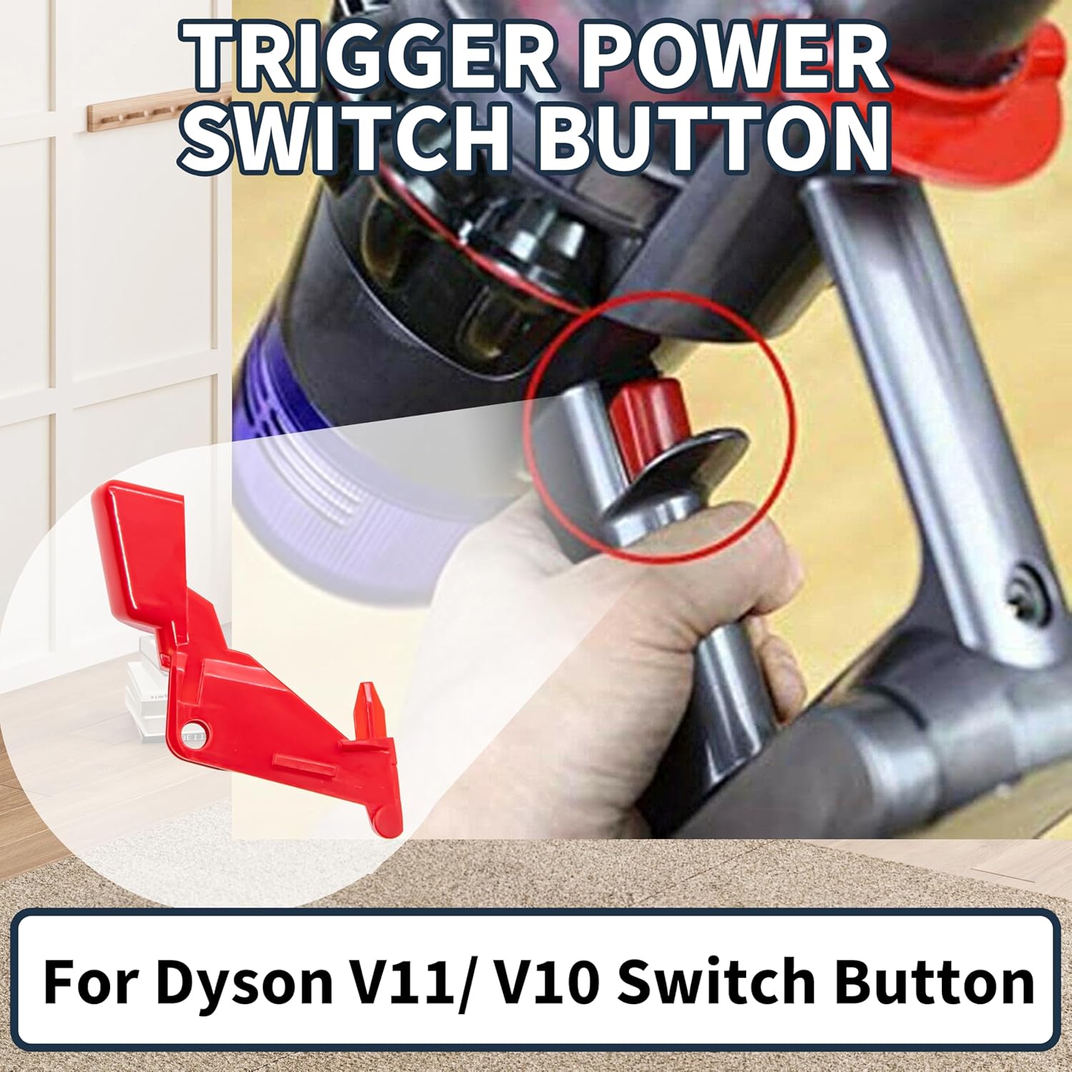Replacement Trigger Switch Button for Dyson V10 V11 SV12 SV14 Upgraded Red Button Replacement Parts with Repair Tools (2 Red + 2)