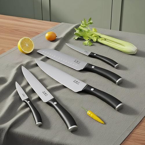Miniatura 5 de Juego de cuchillos forjados de acero inoxidable de alto carbono para remaches de cocina, mango ergonómico, cientos de años de artesanía magistral