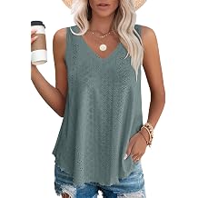 OFEEFAN Womens Tank Tops V Neck Sleeveless Flowy Loose Fit Basic Casual Summer Tops
