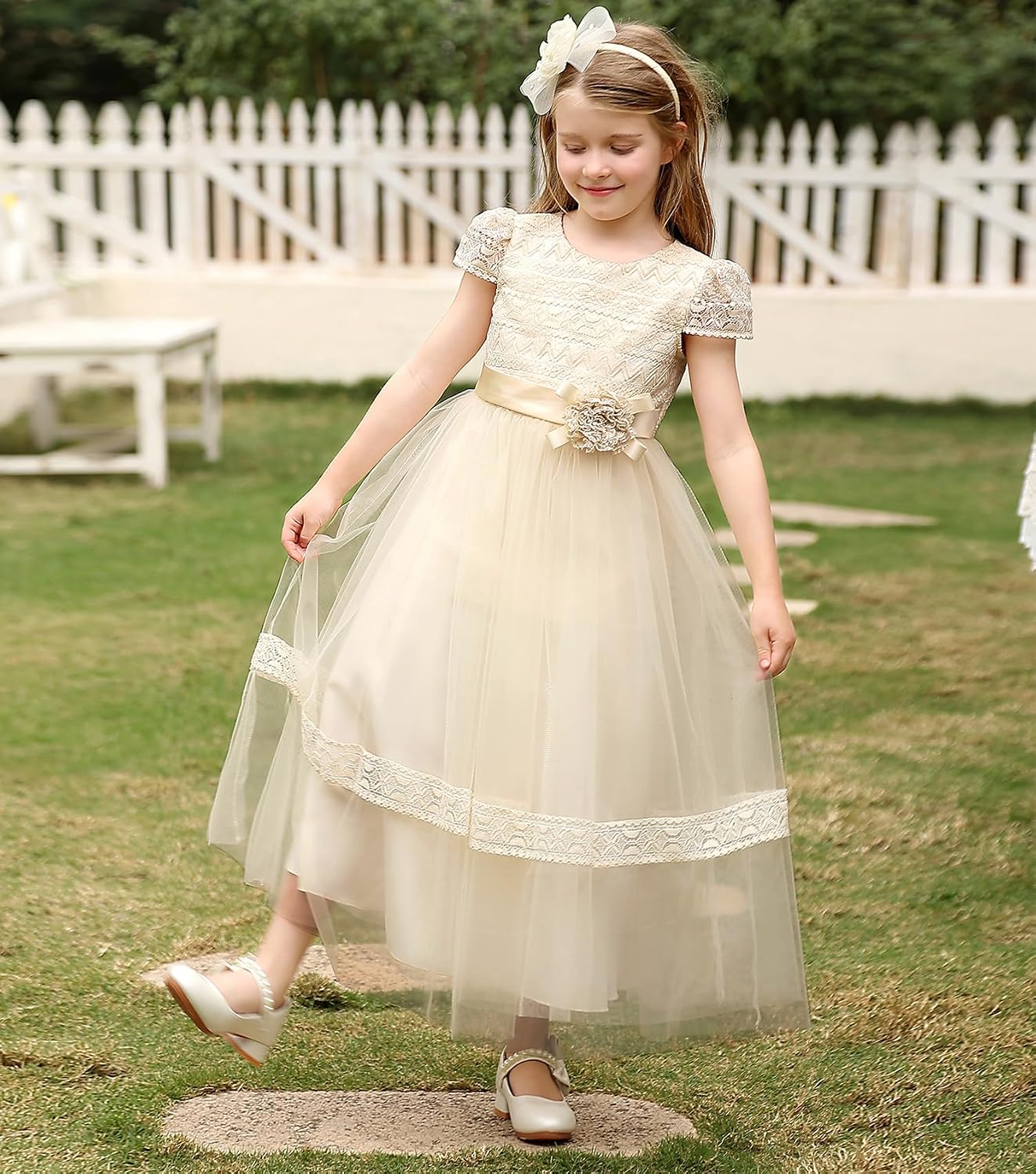 Vintage Lace Flower Girl Dress for Wedding Girls A -Line First Communion Dresses