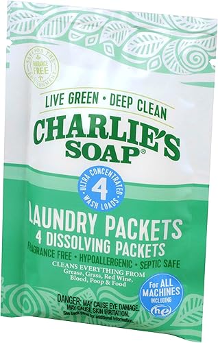 Miniatura 4 de Charlie's Soap Paquete de 2 paquetes de lavandería hipoalergénicos sin perfume, paquete de 2 (8 cargas totales)