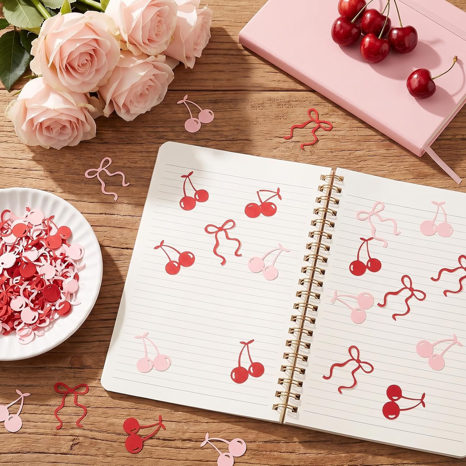 200Pcs Bow Cherry Party Confetti Decoration for Birthday