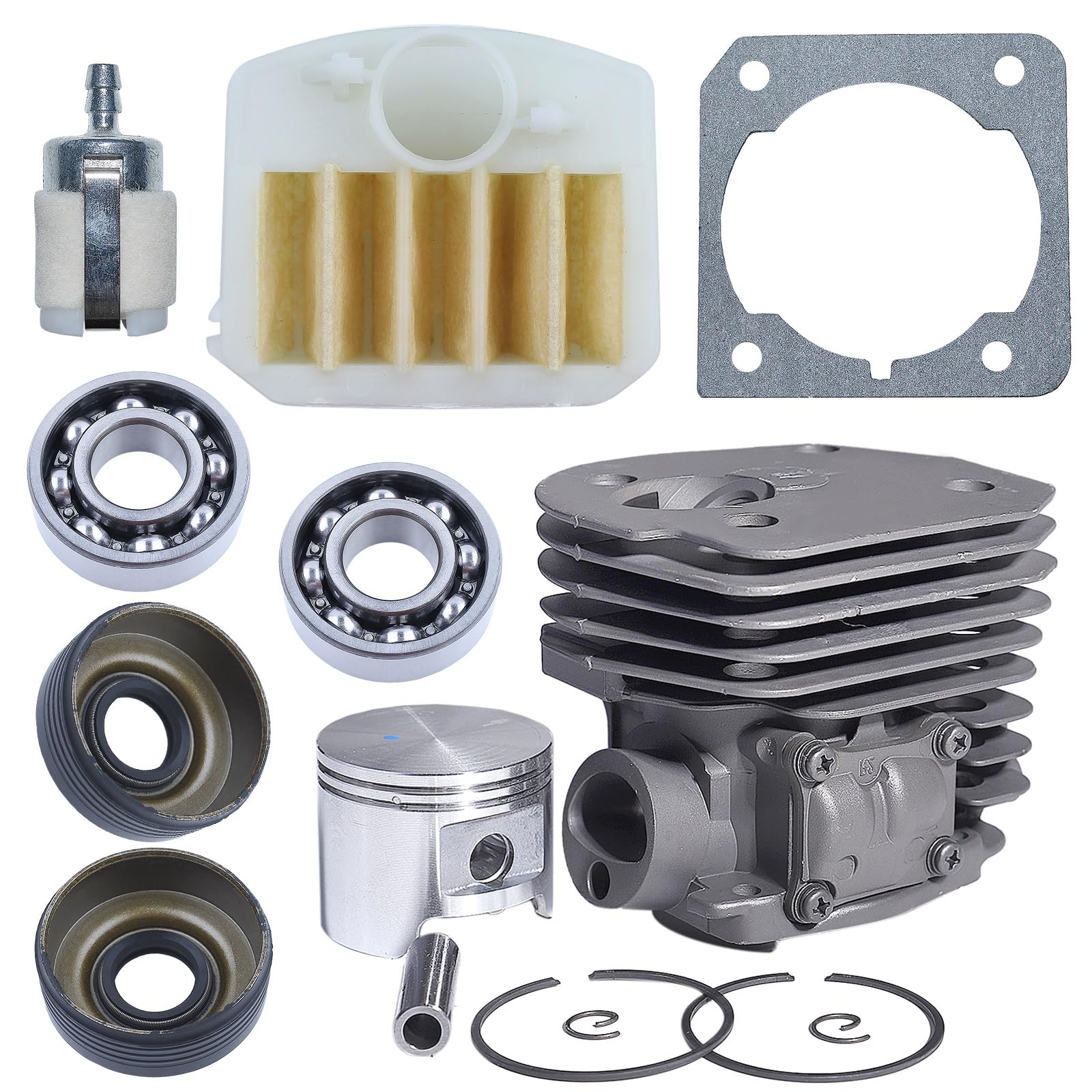 Piezas de Herramientas Kit de Filtro de Aire de pistón de Cilindro de 45mm for Motosierra Husqvarna 353 346XP 350 537253002 cojinete de Sello de Aceite Motosierra Gasolina