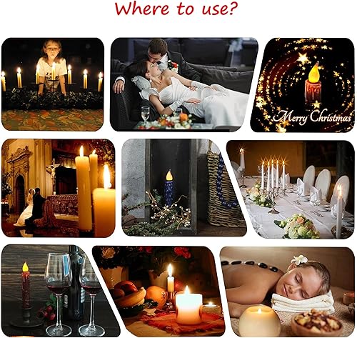 Miniatura 5 de CVHOMEDECO. Velas de cera real sumergidas a mano con temporizador, luces LED rústicas sin llama, 4-34 pulgadas, azul marino, 3 unidades en un paquete