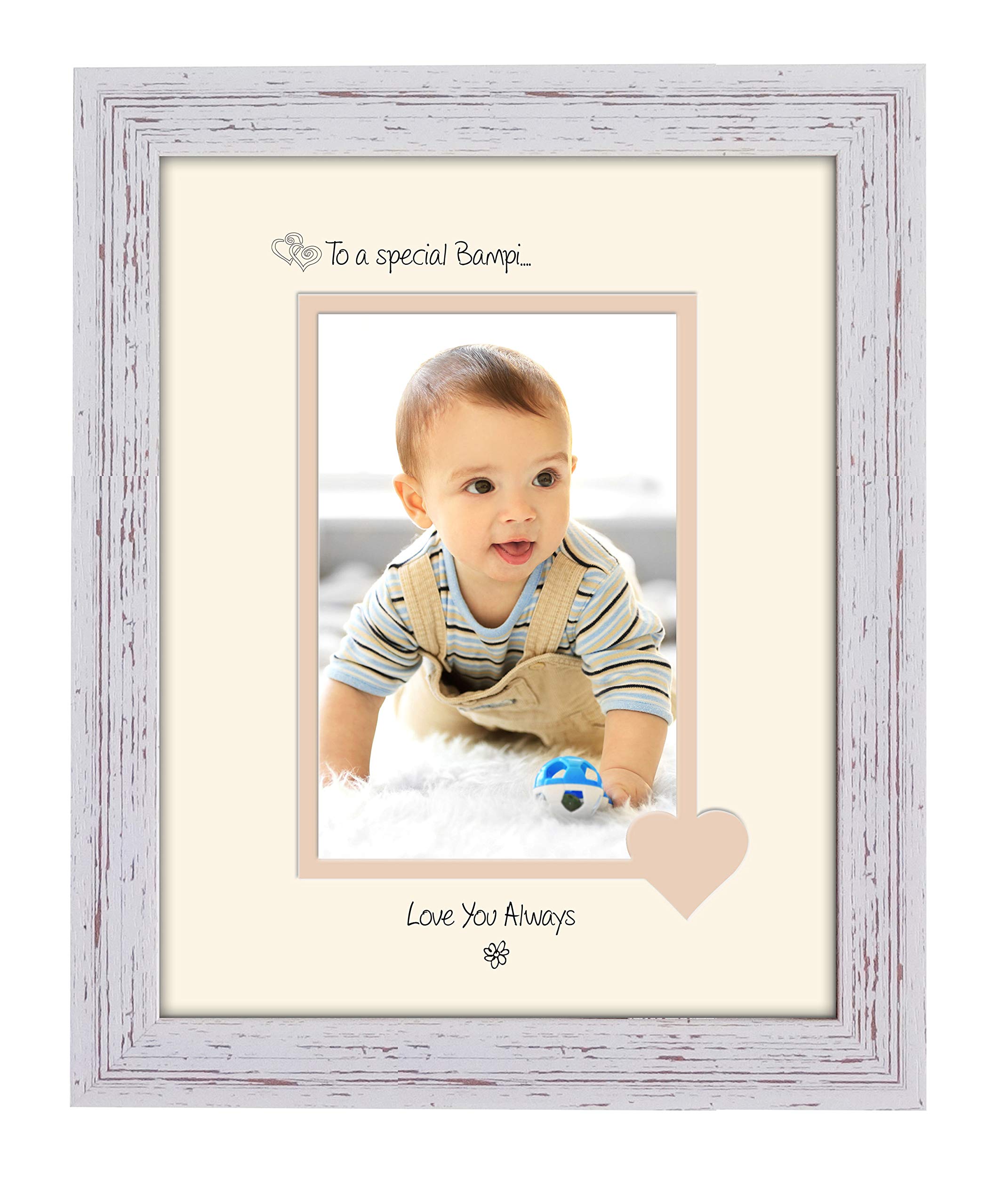 Photos In A Word Shabby Chic Frame Cream Mount Beige Inside Special Bampi Photo Frame Personalised Love You Always Portrait 1153F Double Mounted Quality Gift (Shabby Chic Frame Cream Mount Beige Inside)