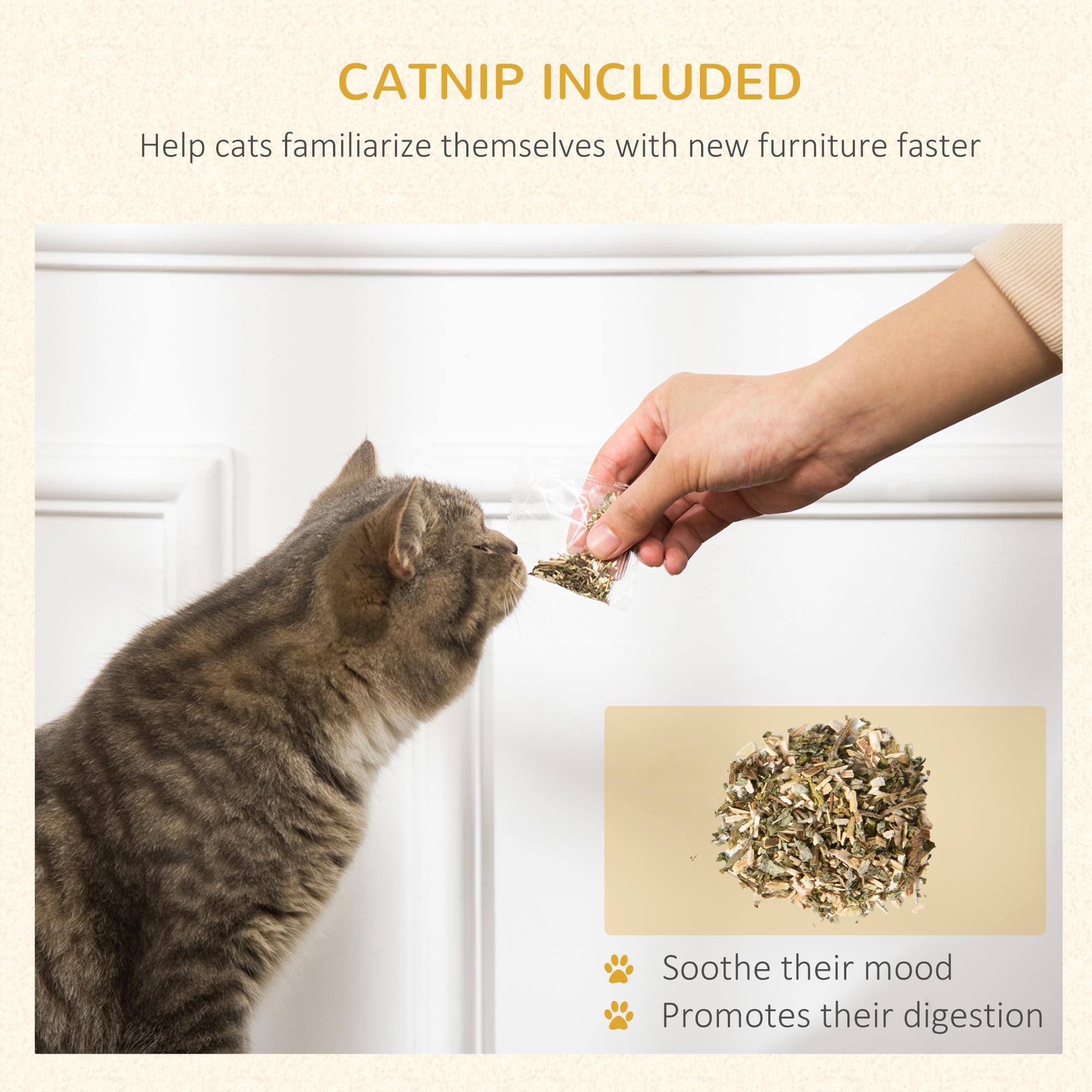PawHut Tabla de rascar para Gatos de 60 cm con Hierba gatera, Tumbona rascador de cartón