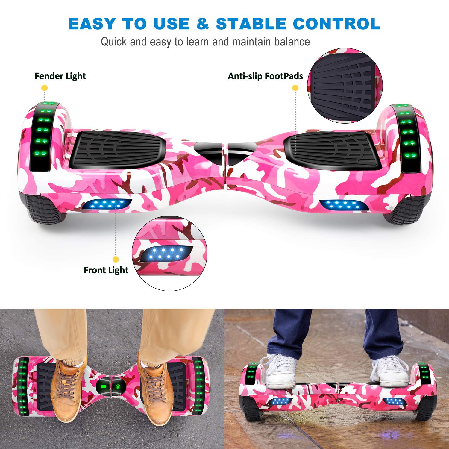 FLYING-ANT Hoverboards - Monopattino elettrico a due ruote, certificato UL, 6,5, con borsa e caricabatterie inclusi