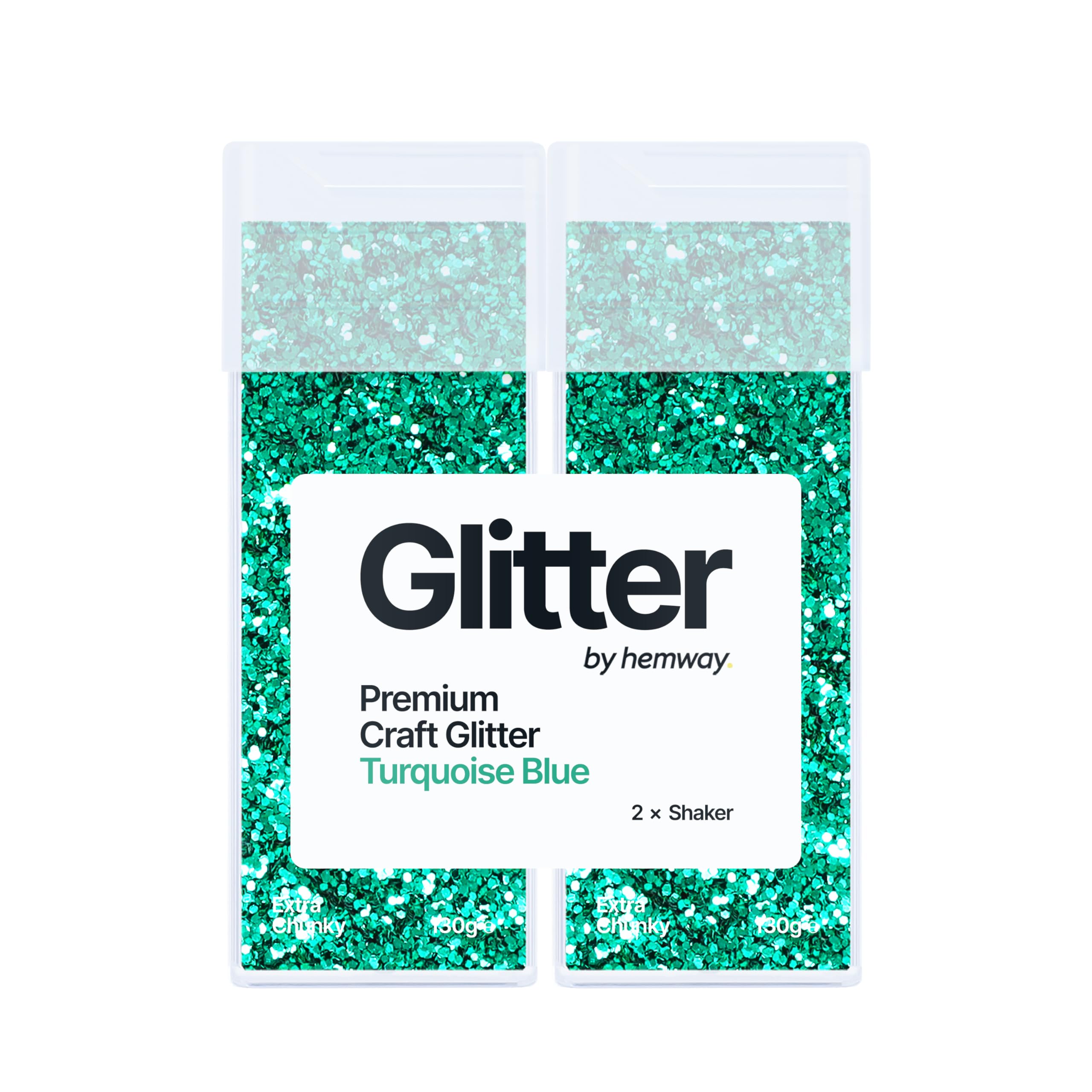 Hemway Glitter Shaker Turquoise Blue 130g x2 Pack Extra Chunky, Craft Glitter Shakers for Resin & Epoxy Crafts