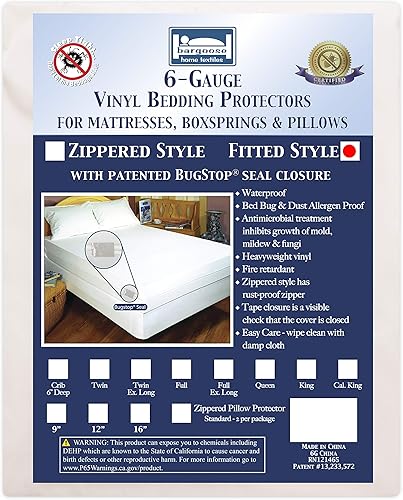 Bargoose  Funda de colchón ajustable  Protector de cama de vinilo  Protege contra plagas y líquidos  Barrera contra alérgenos y ácaros del polvo