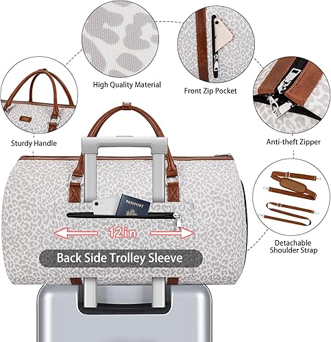 Miniatura 4 de Bolsa de lona convertible para ropa de viaje, de mano, con bolsa de aseo personal, bolsa grande de fin de semana para hombres y mujeres, 2 en 1,