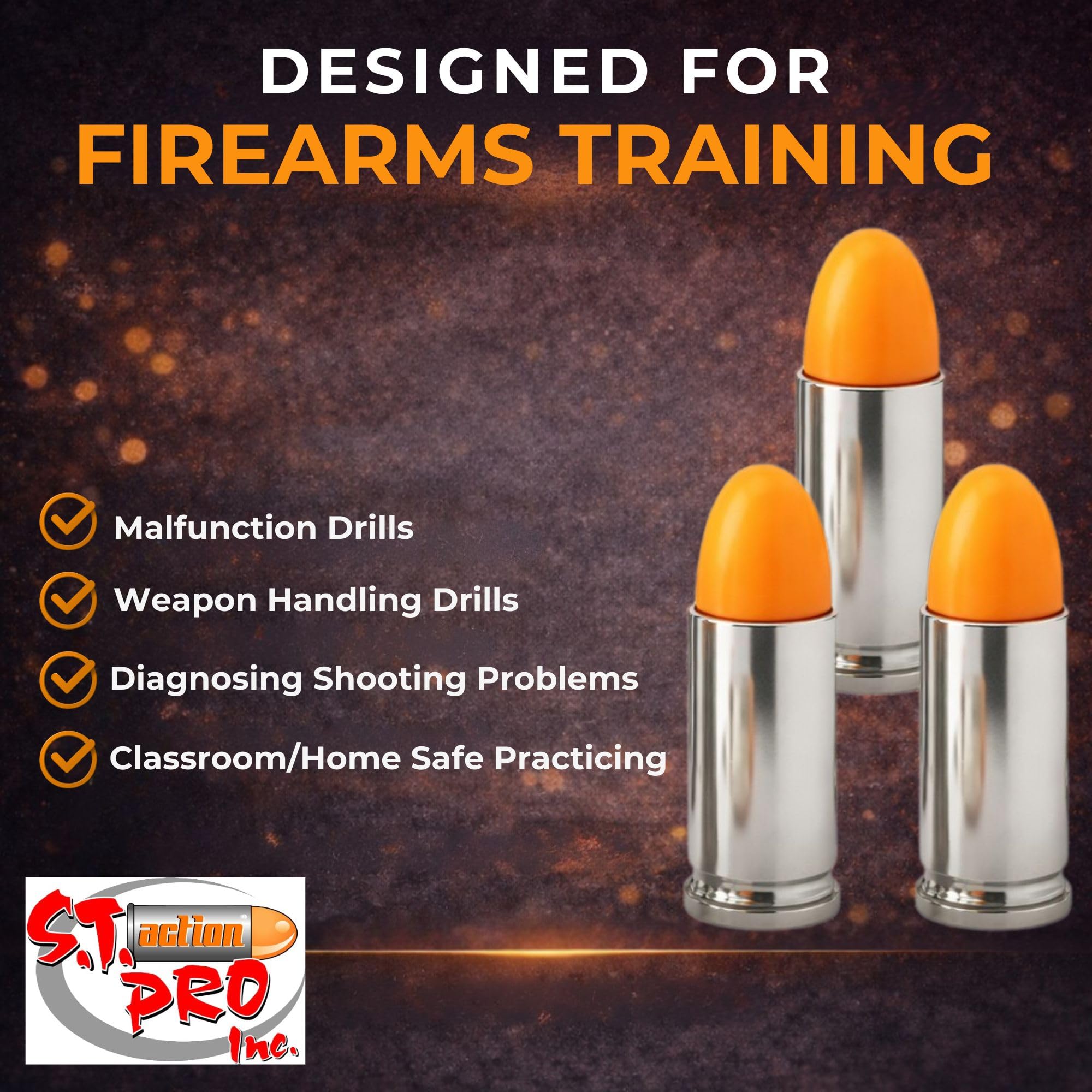 Ultimate Arms Gear ST Action Pro 10 Unidades Inerte 9 mm 9 x 19 mm Click OTAN Luger Pistola Naranja Seguridad Entrenador Cartucho Munición Maniquí Cáscara Redonda con Níquel Caso