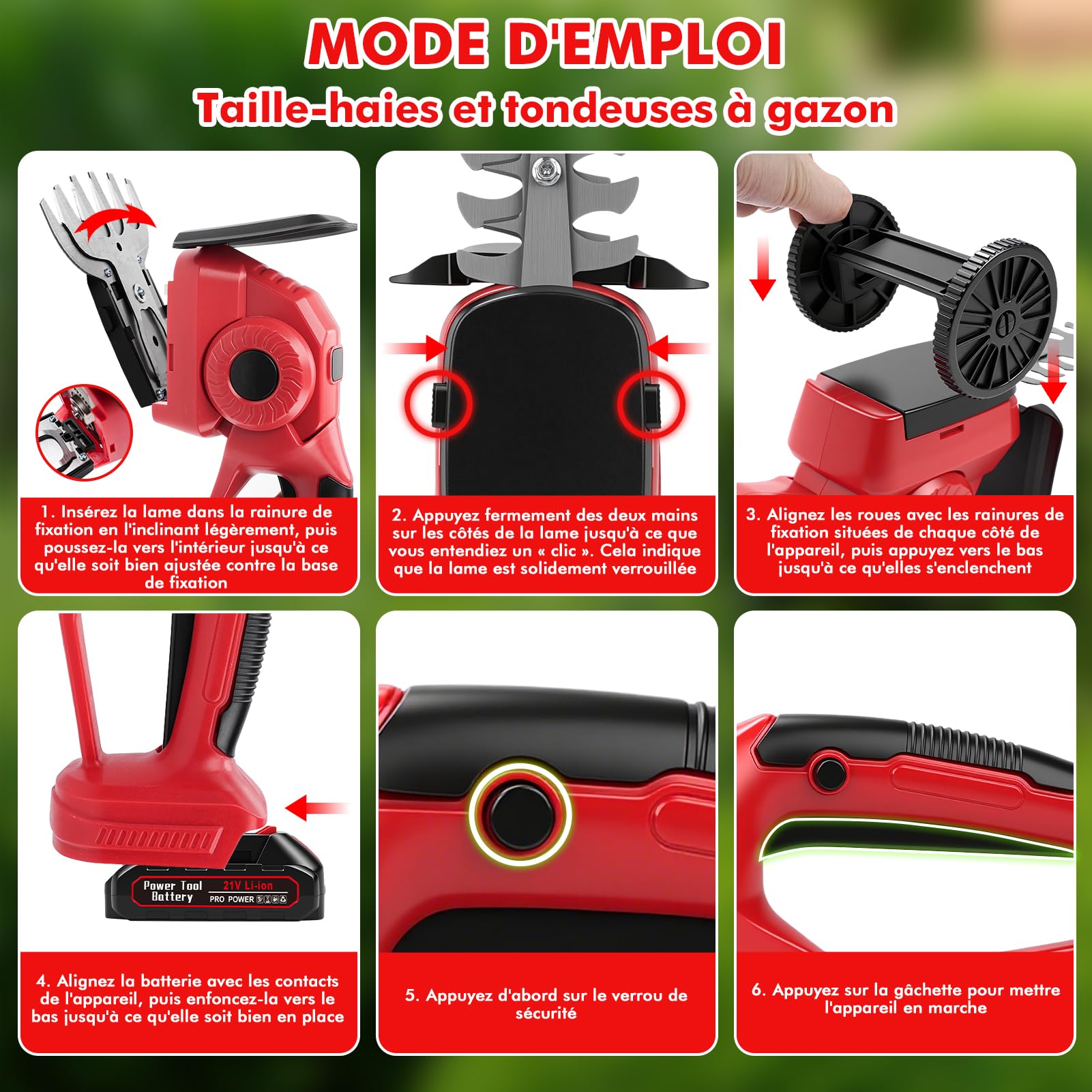 Taille Haie Et Cisaille A Gazon sur Batterie, 2 en 1 Mini Taille Haie sans Fil Et Taille-Herbes avec 2 Lames 220mm(Arbustes) /135mm(Herbe), Sculpte-Haies Et Taille-Herbes avec 2* Batterie 1500mah 21