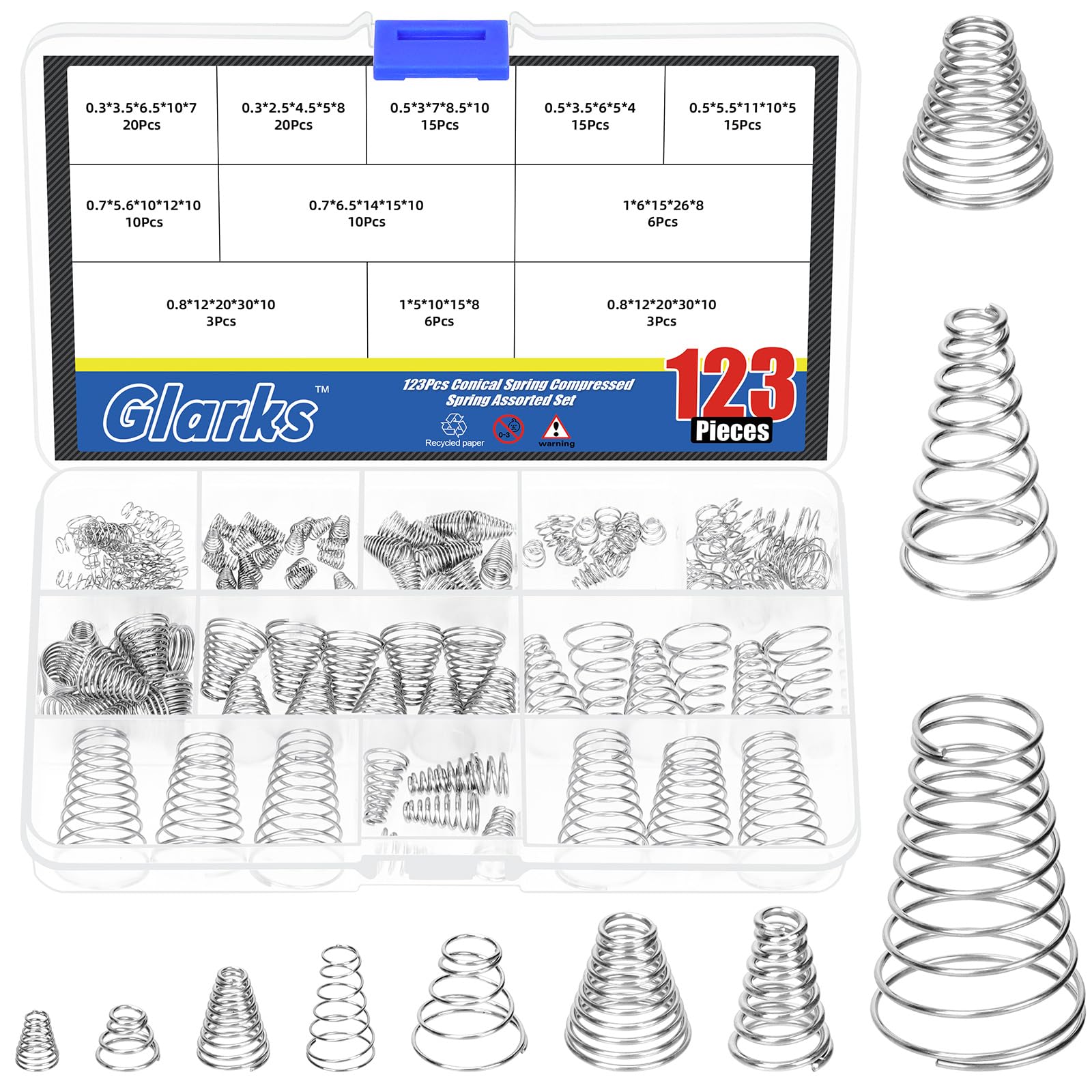 Ressorts De Compression Coniques 20 Pièces, Mini Ressorts De Tour En Acier Inoxydable Pour Les Réparations, Longueur De 5 Mm à 30 Mm (Size : 0.5x3-7x8.5mm