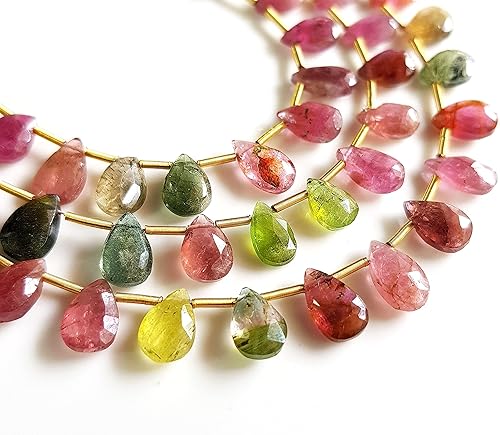 Miniatura 2 de Rare Gemstone Piedra preciosa natural de turmalina multisandía Cuentas de pera facetada de turmalina Collar de turmalina con piedras preciosas
