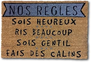 Koko Doormats Tapis Entree Exterieur et Interieur, paillasson Exterieur 100% Fibre de Coco avec Base Anti dérapant en PVC, 40x60x1.5 cm. (Nos Règles)