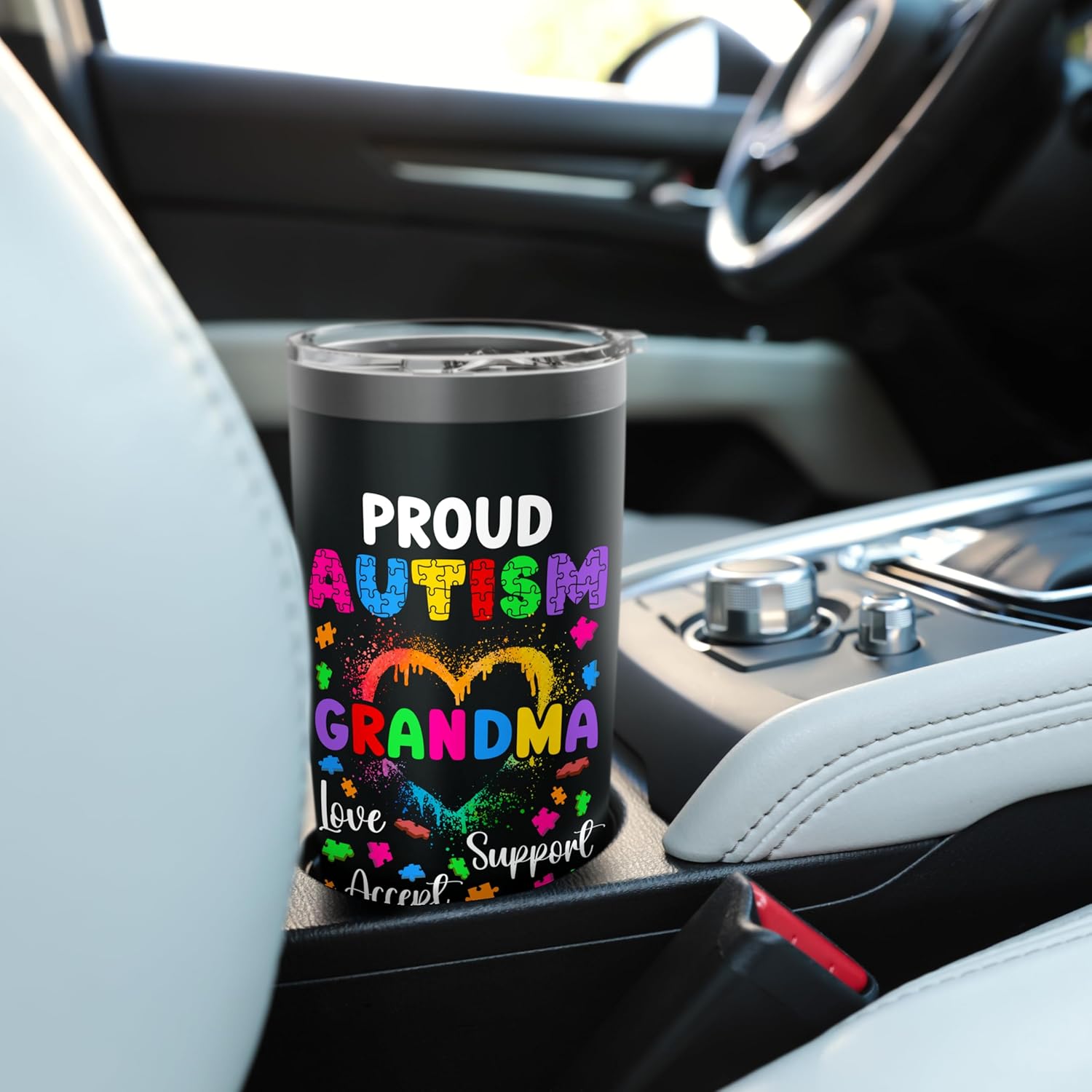 Proud Autism Grandma Love Support Autism Warrior Grandma Stainless Steel Insulated Tumbler - Image 6