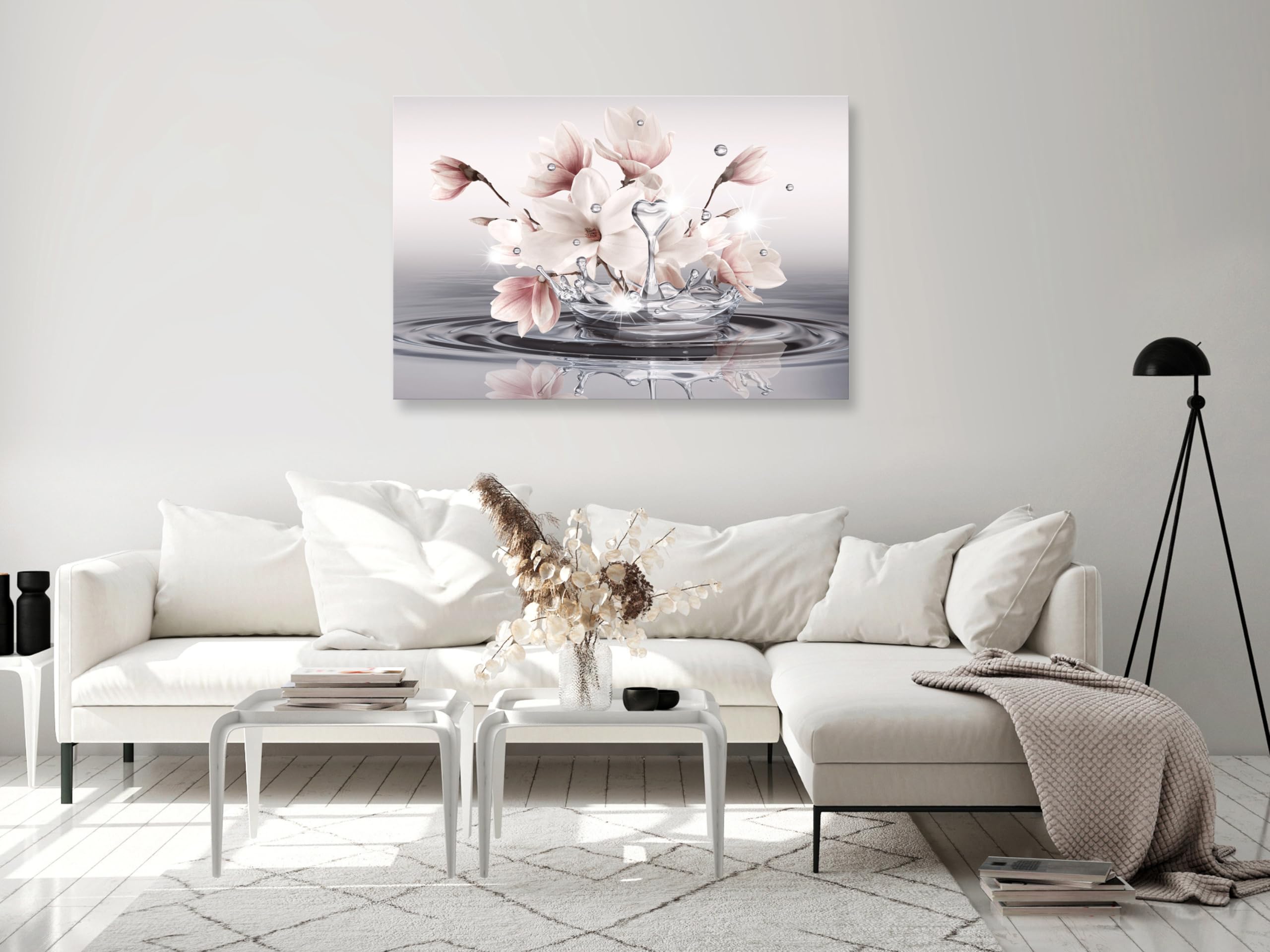 B&D XXL - Acrylglasbild Magnolie Zen Spa, Schlafzimmer, Wohnzimmer, modern | Hochwertige Leinwand, sofort aufhängbar, ideal fürs Wohn- oder Schlafzimmer, wasserfest und lichtecht, langlebig, stilvoll