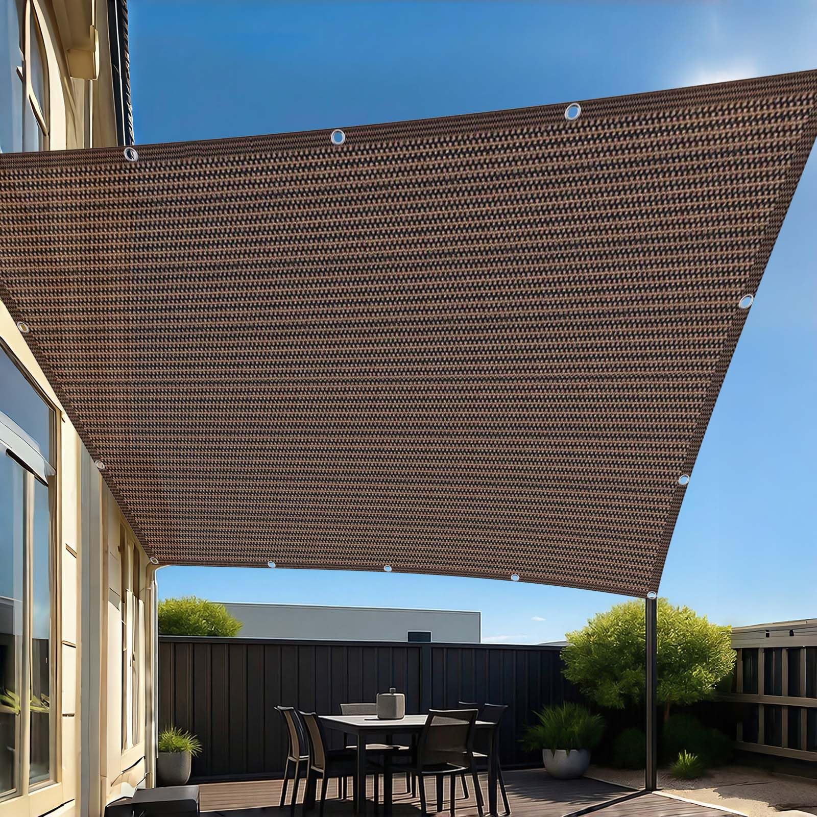 Toile d'ombrage haut de gamme 180 x 505 cm en maille HDPE marron durable