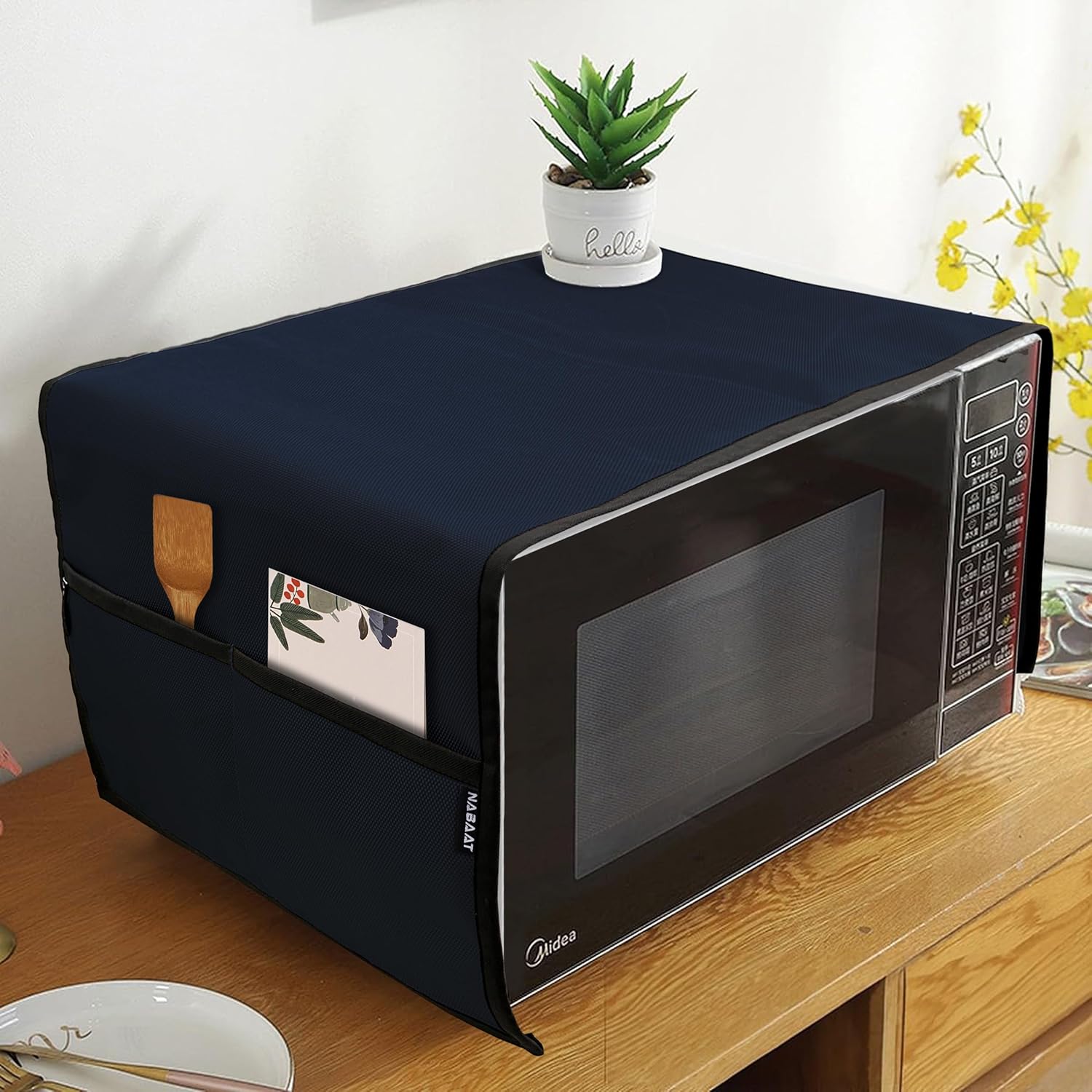 NABAAT Microwave Oven Cover for Kitchen Decor Durable Dustproof Waterproof Modern Design with 4 Side Pockets for Kitchen Accessories – Blue (100 x 35cm) NABAAT Microwave Oven Cover for Kitchen Decor Durable Dustproof Waterproof Modern Design with 4 Side Pockets for Kitchen Accessories – Blue (100 x 35cm)