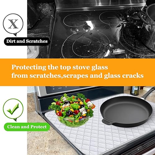 Miniatura 3 de Cowbright Protector de estufa acolchado para estufas de vidrio y cerámica, cubierta de vitrocerámica, protector de placa de cocina de vidrio,