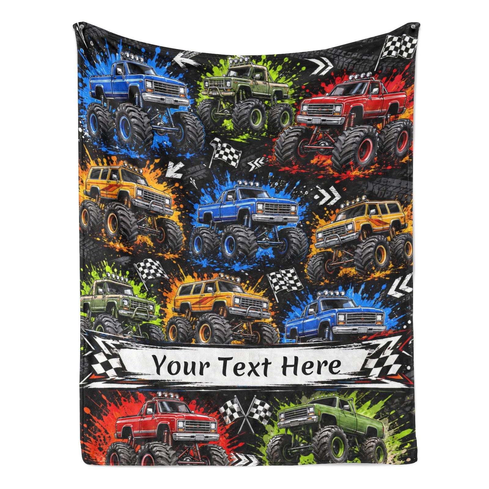 Custom Monster Truck Blanket, Personalized Blankets Super Soft