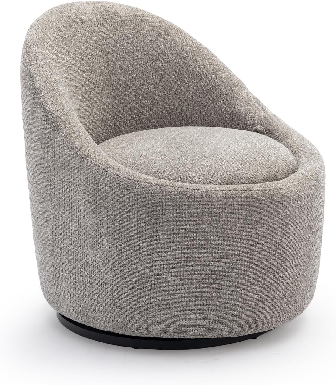 360° Swivel Accent Chair, Mid-Century Modern Chair with Hidden Storge, Small Swivel Chair with Arms for Living Room/Office-Light Grey