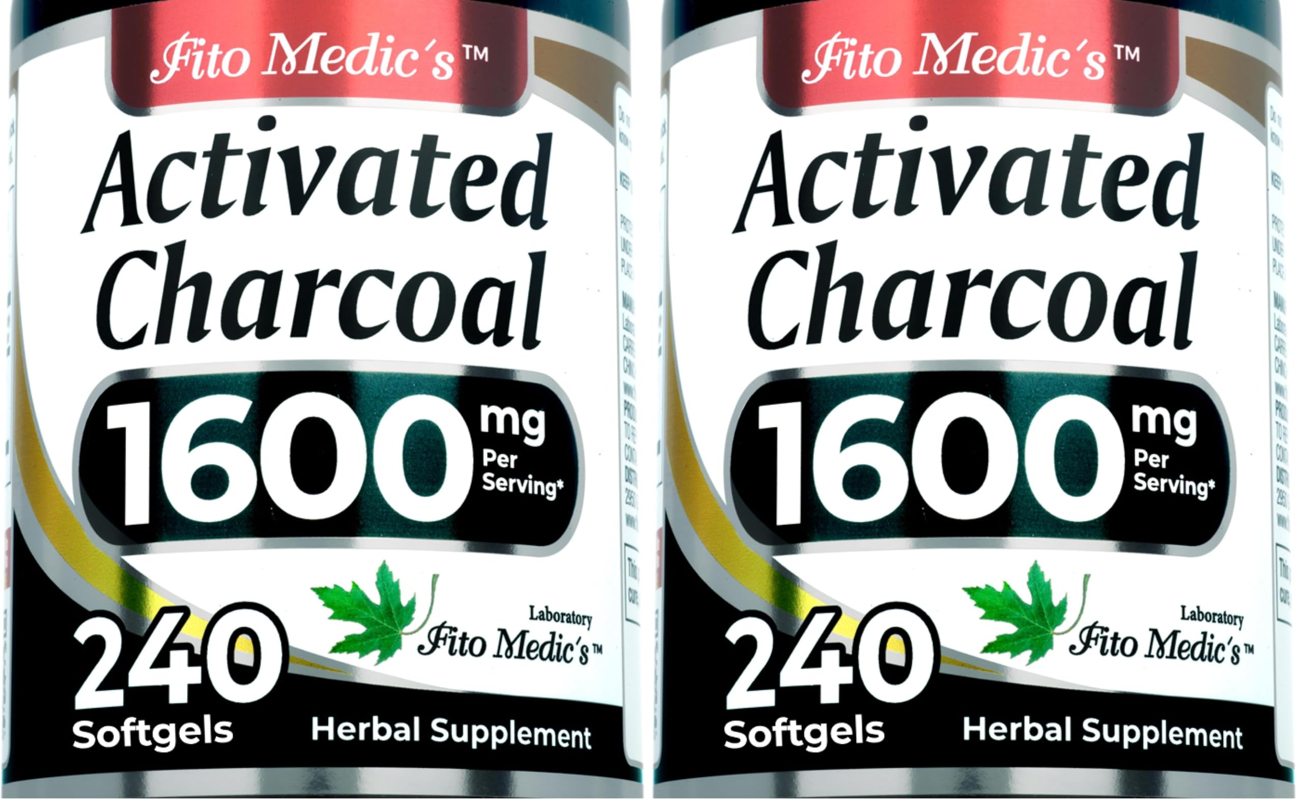 FITO MEDIC'S Lab | Activated Charcoal | 240 caps | Activated Charcoal Pills (Pack of 2) 240 Count (Pack of 2)