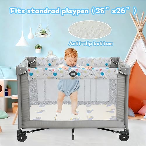 Miniatura 6 de Colchón Pack and Play de 38 x 26 x 1.5 pulgadas, colchón portátil triple con bolsa de transporte, colchón impermeable para cuna con funda suave,