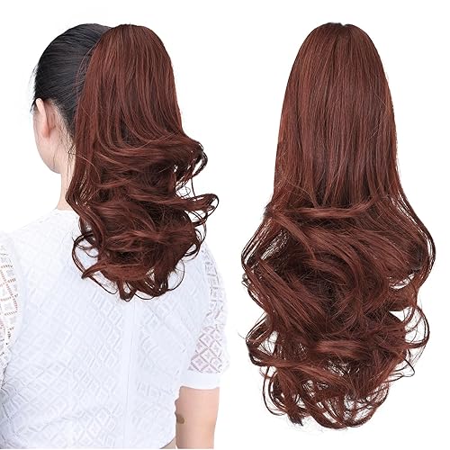 Miniatura 370 de Brown ponytail extension,16" claw clip hair extensions ponytail short curly hair ponytail Extension Natural Looking Synthetic Hairpiece for Women