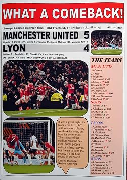 Assorted Man Utd 5 Lyon 4-2025 Europa League - souvenir print