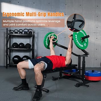 Chest Press Machine Converging Motion for Home Gym, Adjustable Flat/Incline Bench with Dual Band Pegs, Versatile for Chest & AB Workouts