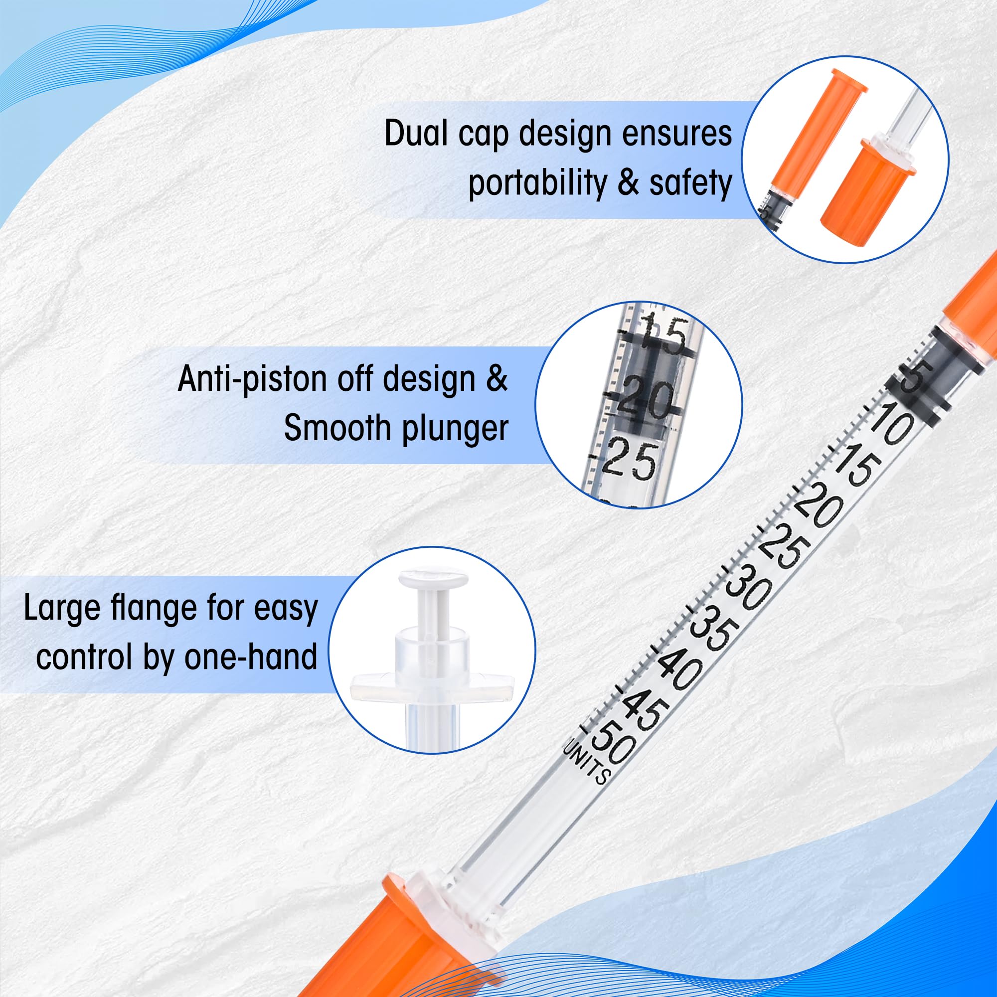 1ml Syringe with 31Ga 1/4 Inch Needles, Sterile Individual Packaging for Lab Supplies, Pack of 100 — Amazon image 3