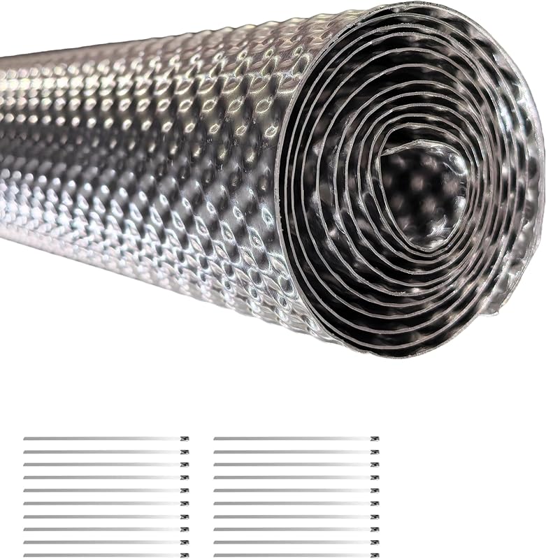 Escudo térmico para escapamento BSTFLEX em alumínio gofrado 0,5 mm – 38,1 x 149,86 cm com 20 abraçadeiras inoxidáveis