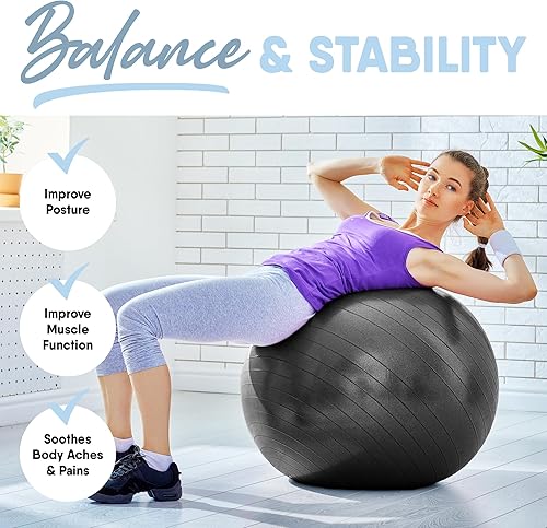 Miniatura 2 de MICRODRY - Pelota de ejercicio para yoga, pilates, mejora del núcleo, entrenamiento de fuerza y más, pelota de equilibrio para mejorar la