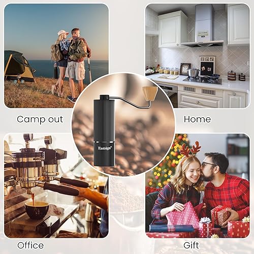 Miniatura 7 de Eastsign Molinillo de café manual, molinillo de café portátil de acero inoxidable CNC (capacidad de 1.06 onzas), 12 ajustes ajustables, camping,