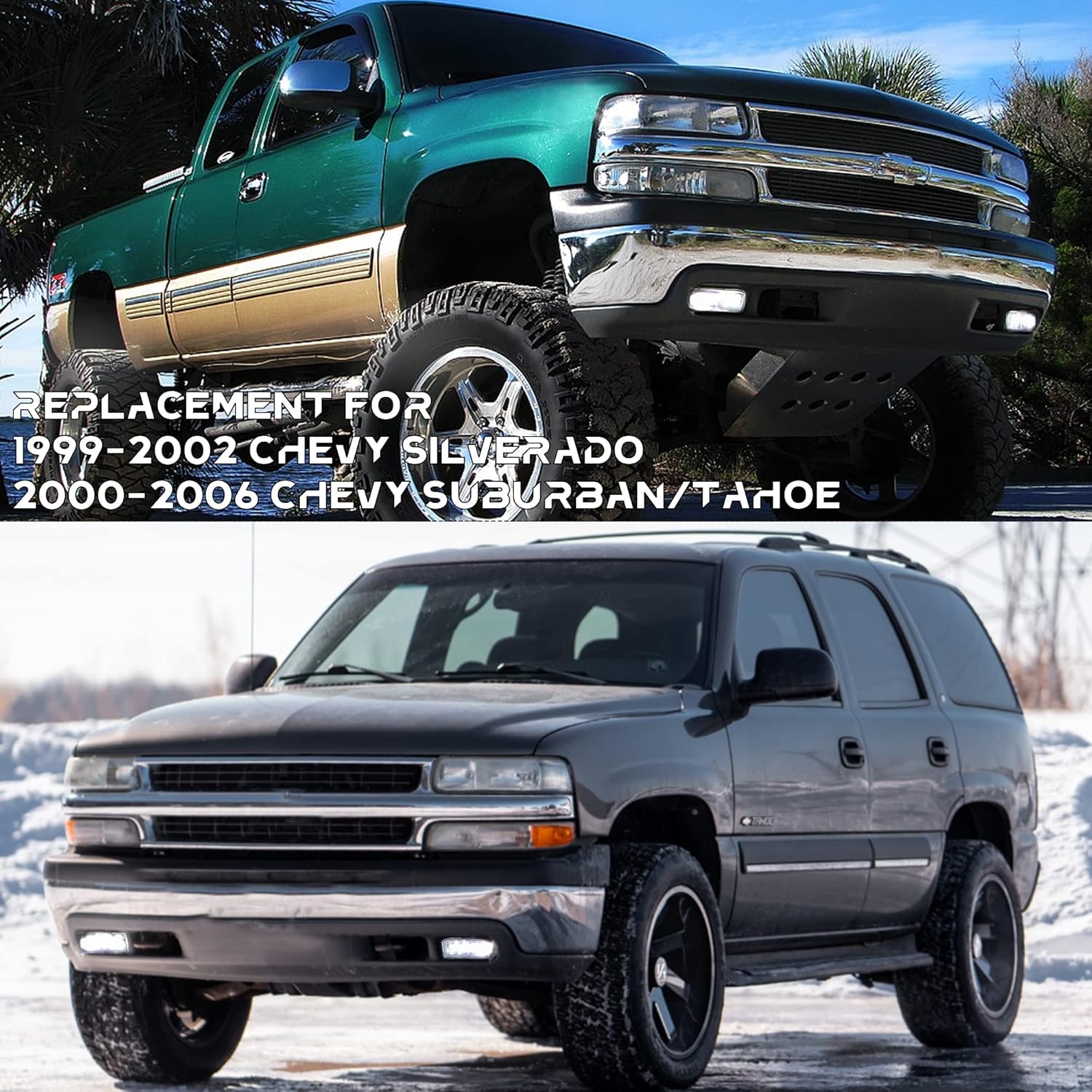 DRFG LED Fog Light with DRL Compatible for 1999-2002 Chevy Silverado 1500 2500, 2000-2001 Silverado 3500, 2000-2006 Chevrolet Suburban Tahoe Bumper Fog Lights Lamps
