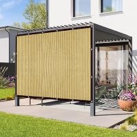 QOFLY Árnyékoló Háló 1x2m - Bézs Kerti Napvédő Fólia Fűzőszemekkel, Légáteresztő Szélvédő, Vízáteresztő Polyester Napellenző 3