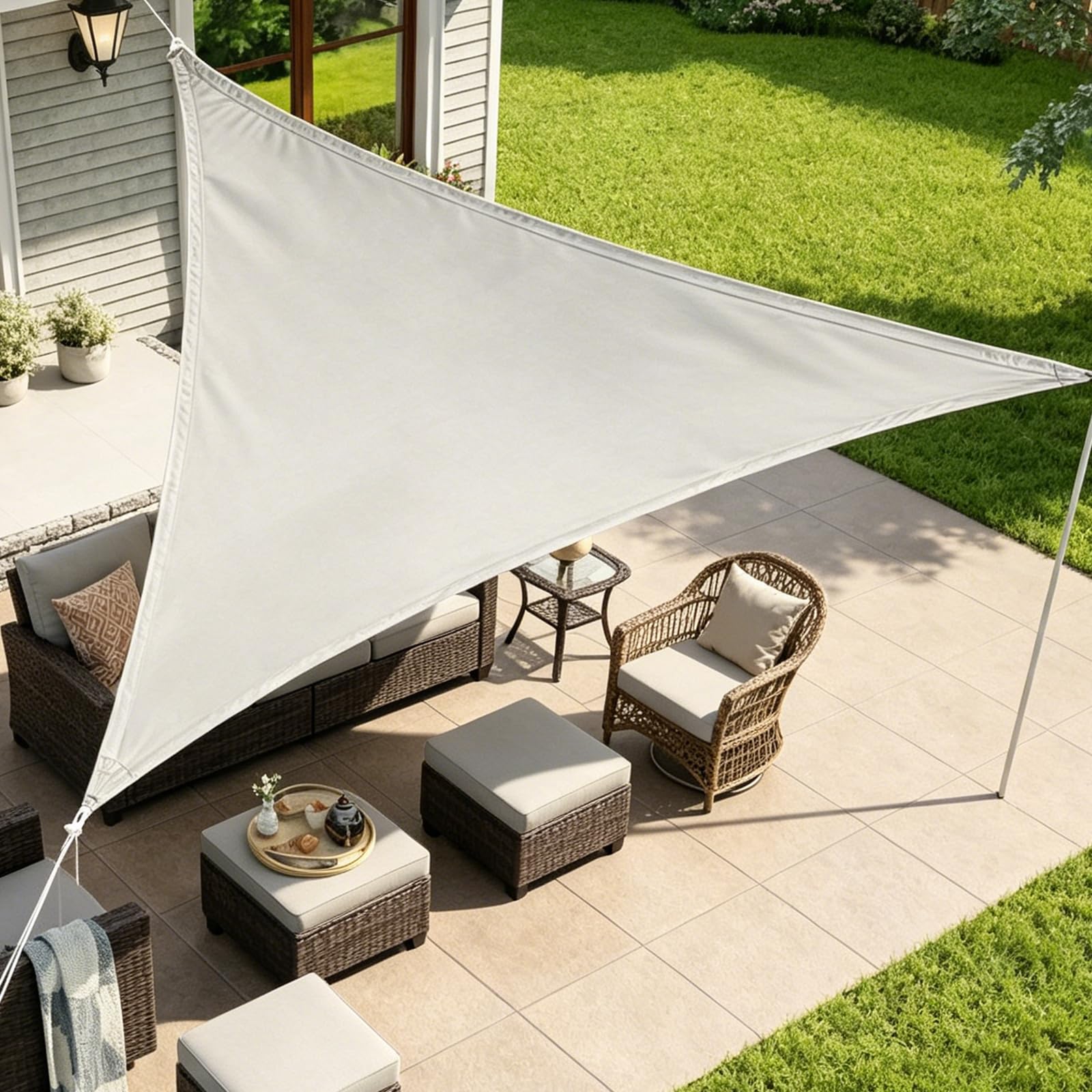 Sonnensegel, Sonnensegel Wasserdich, UV Block Sonnenschutzdach, Dreieckig 4x4x4m,Draussen Sand Durchlässige Sonnenschutz Terrassenüberdachung, mit UV Schutz für Balkon Garten Terrasse, Grau