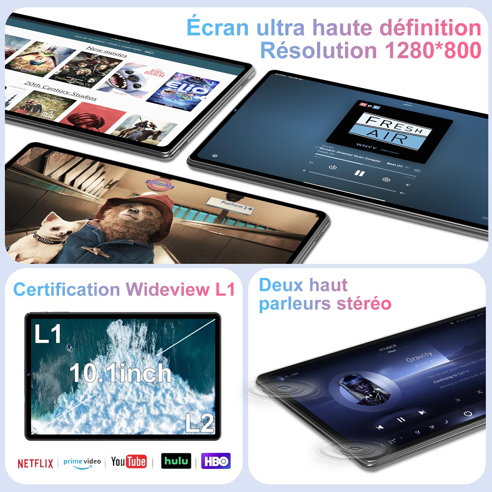 2026 Dernier Tablette 10 Pouces Android 15 avec Gemini AI, 20GO RAM + 128Go ROM, Octa-Core, 5G WiFi 6, Widevine L1, GMS, GPS, BT 5.0, 6000mAh, 5MP+8MP, Tablette avec Clavier+Souris et Cas - Noir