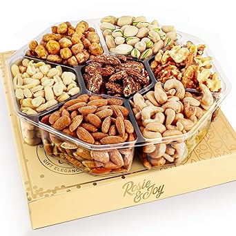 Gourmet Mixed Nuts Gift Basket | Christmas Gift Platter Includes 7 Assortments of Delicious Premium Nuts, Ideal for Christmas, Corporate Gifts & Special Occasions