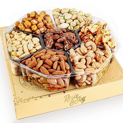 Gourmet Mixed Nuts Gift Basket | Christmas Gift Platter Includes 7 Assortments of Delicious Premium Nuts, Ideal for Christmas, Corporate Gifts & Special Occasions