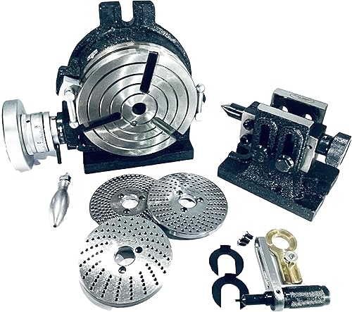 HV6 - Mesa giratoria de 3 ranuras6 pulgadas (5.906 in) con juego de placas divisorias de acero junto con contrapunto de perno doulble para