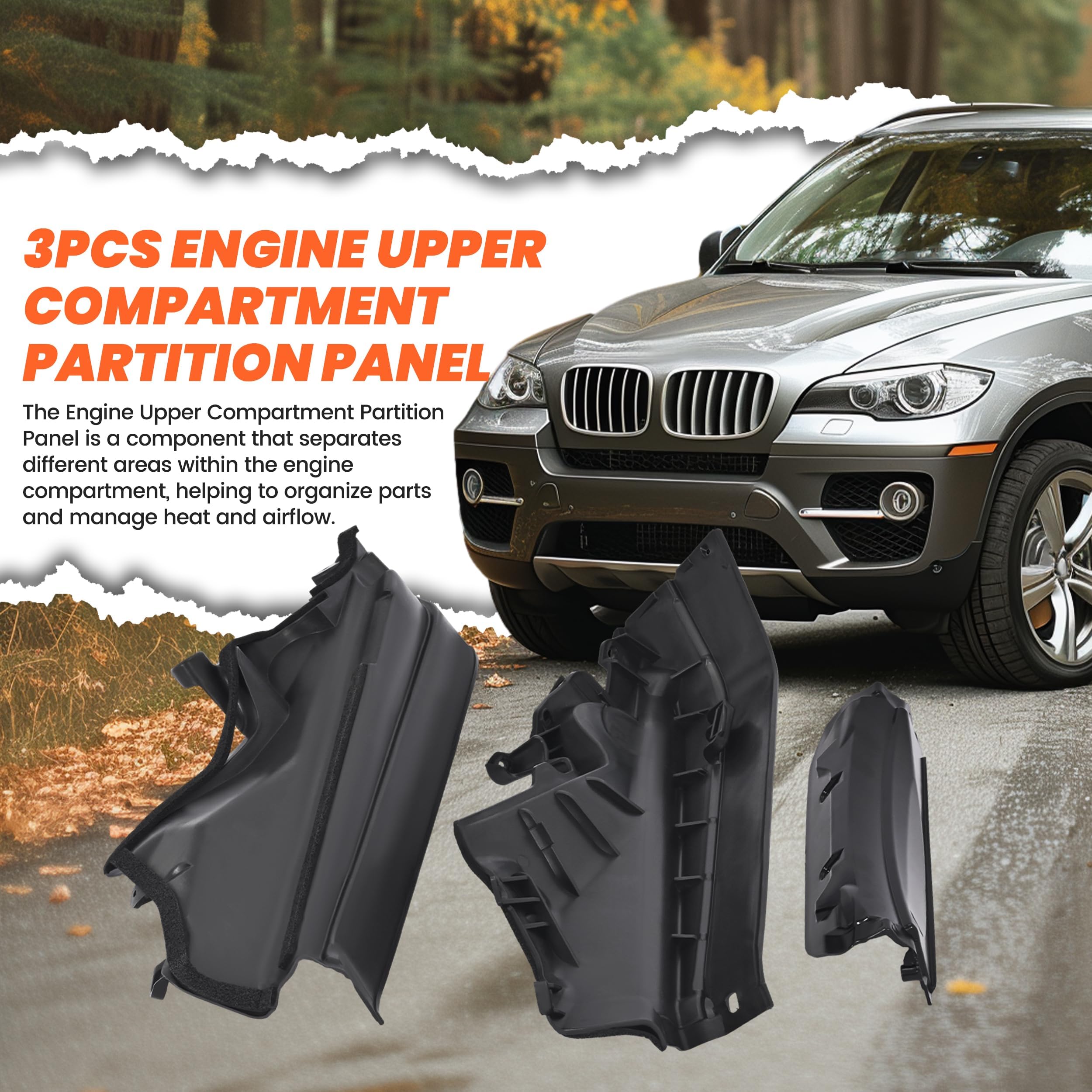Juego de piezas para parte superior del motor compatible con X6 E71 E72 2008 – 2014, Reemplazo para 51717169421 51717169419